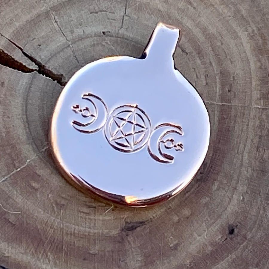 Luna Ignis Hand Crafted Copper Buckland Triple Moon Amulet pendant