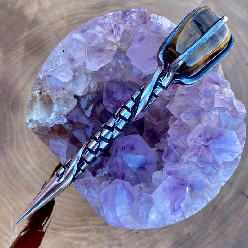 Crystal Burin With Tiger Eye Staircase Twist