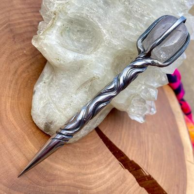 Crystal Burin With Lithium Quartz and Crossed Vine Twist