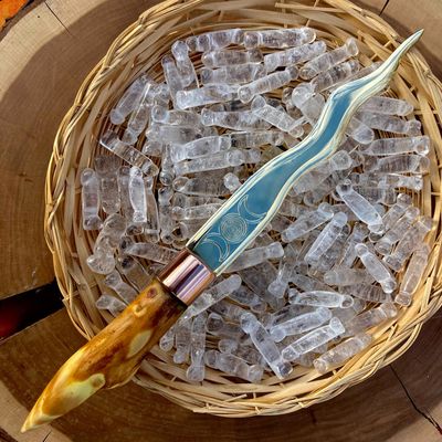 Hecate Flame Athame English Graveyard Yew Large with Hecate Triple Moon