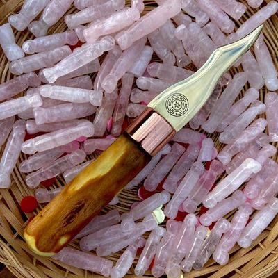 Hecate Flame Athame English Graveyard Yew with Hecate Wheel