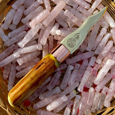 Hecate Flame Athame English Graveyard Yew with Neolithic Spiral
