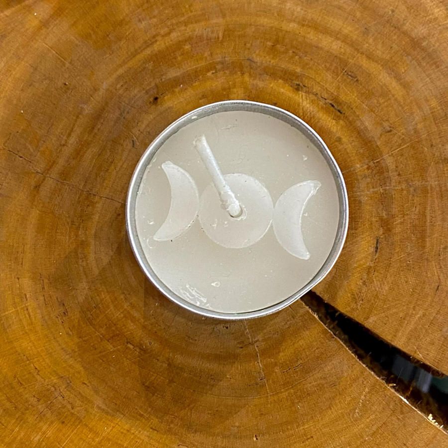 White Triple Moon Tea Light