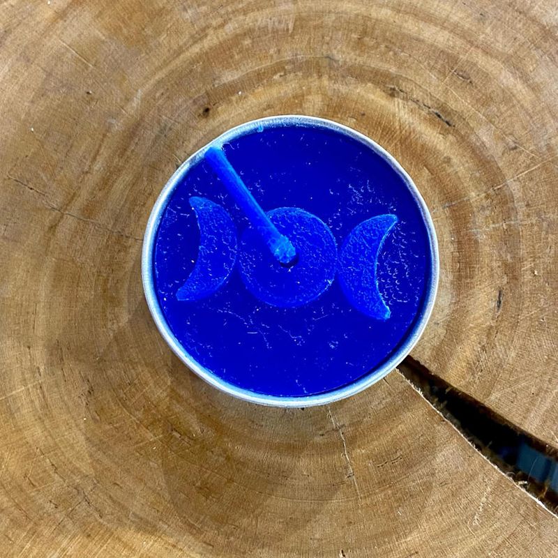 Blue Triple Moon Tea Light