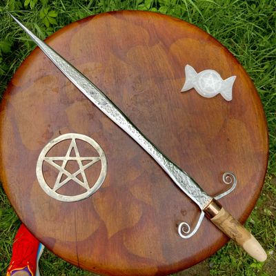 Luna Ignis Witchcraft Brigid Sword Scrolled Guard With Silver Birch Handle