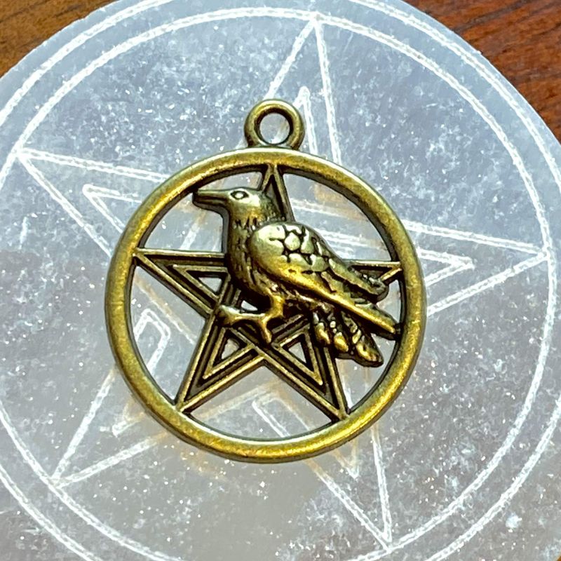 Extra Large Bronze Raven Pentacle Decal 1 inch diameter
