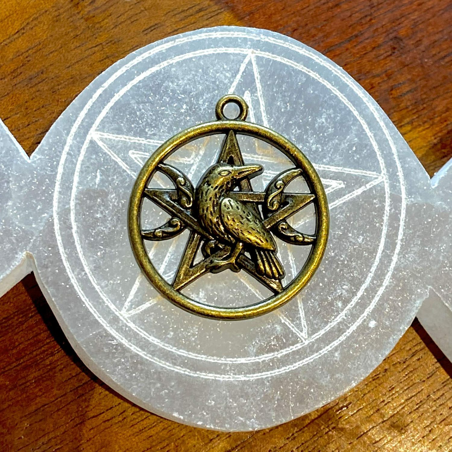 Extra Large Bronze Raven Triple Moon Pentacle Decal 1.125 inch diameter