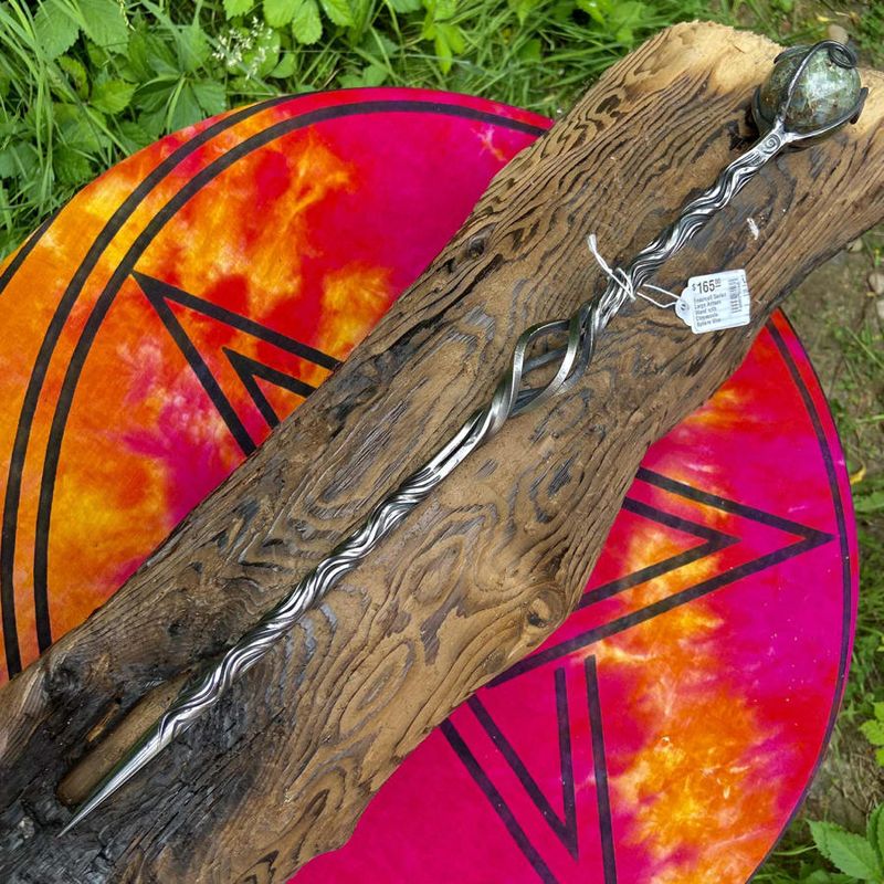 Ensorcell Series Large Artisan Wand with Chrysocola Sphere Vine Twist