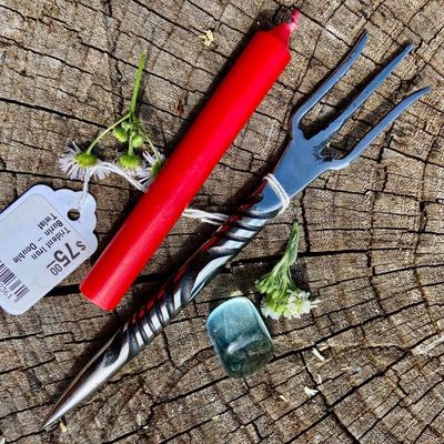 Trident Iron Burin Or Candle Scribe With  Double Twist