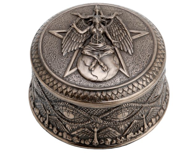 Baphomet Pentagram Round Trinket Box