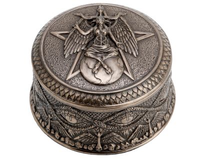 Baphomet Pentagram Round Trinket Box