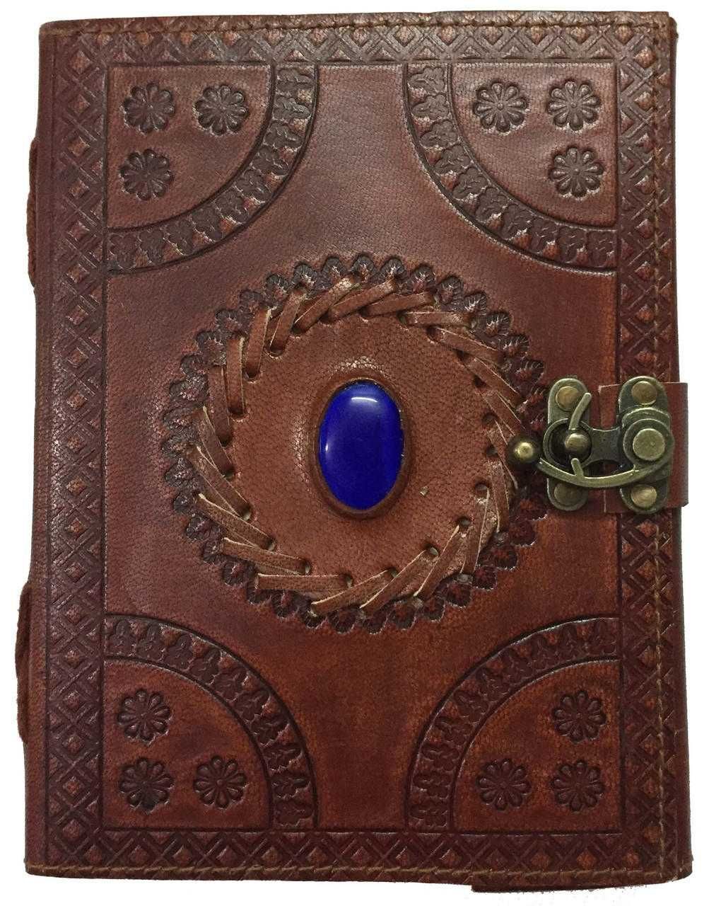 Leather Journal With Lapis Lazuli Crystal