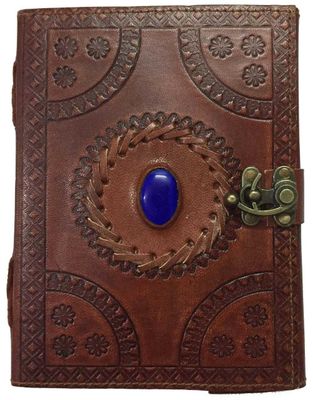 Leather Journal With Lapis Lazuli Crystal