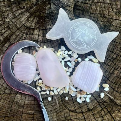 Pink Calcite Palm Stone