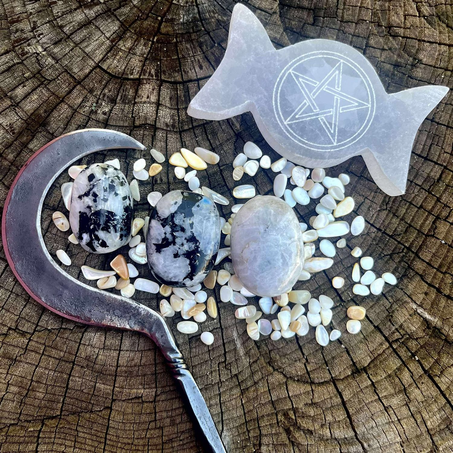 Rainbow Moonstone Palm Stone