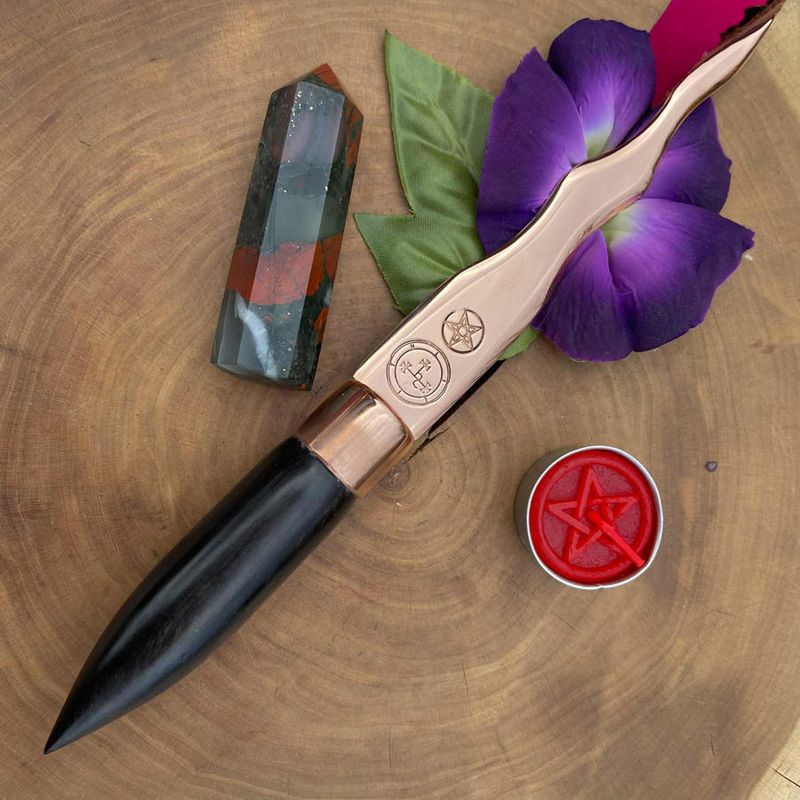 Copper and Ebony Lilith Athame Averse Pentagram