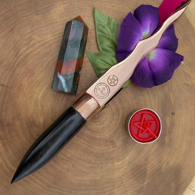 Copper and Ebony Lilith Athame Averse Pentagram