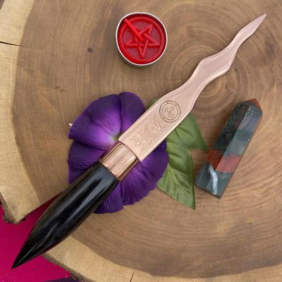 Copper and Ebony Lilith Athame Hieroglyphic Monad