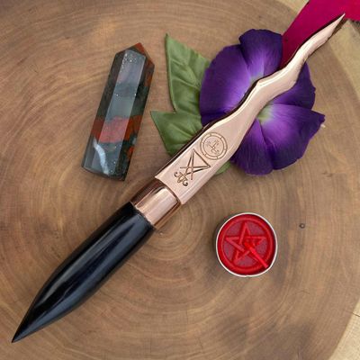Copper and Ebony Lilith Athame Sigil Of Lucifer and Lilith