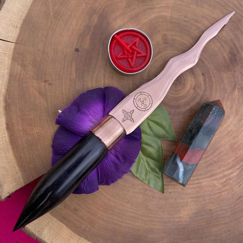Copper and Ebony Lilith Athame Witch Knot