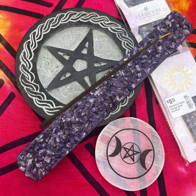Elements Crystal Incense Boat Amethyst