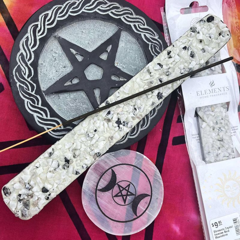 Elements Crystal Incense Boat Moonstone