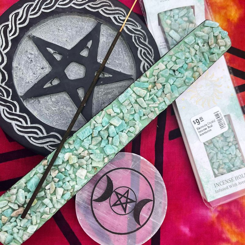 Elements Crystal Incense Boat Aventurine