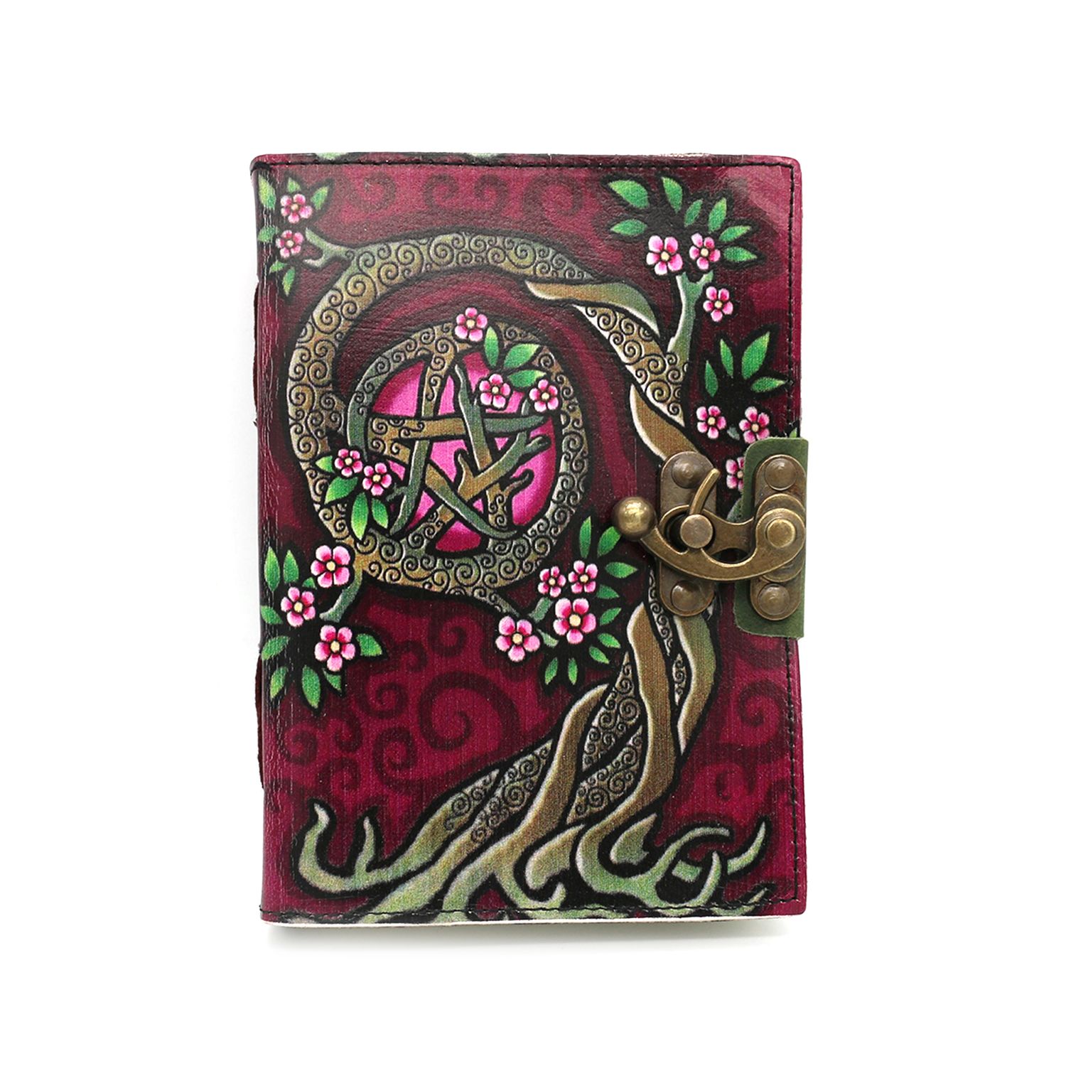 Pink Pentacle Embossed Blank Leather Journal