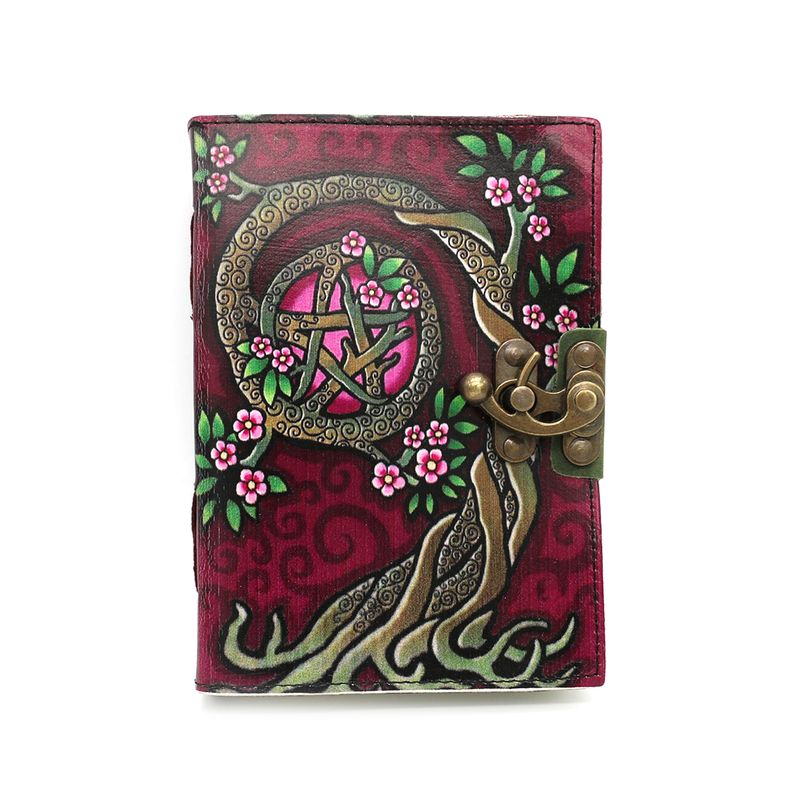 Pink Pentacle Embossed Blank Leather Journal