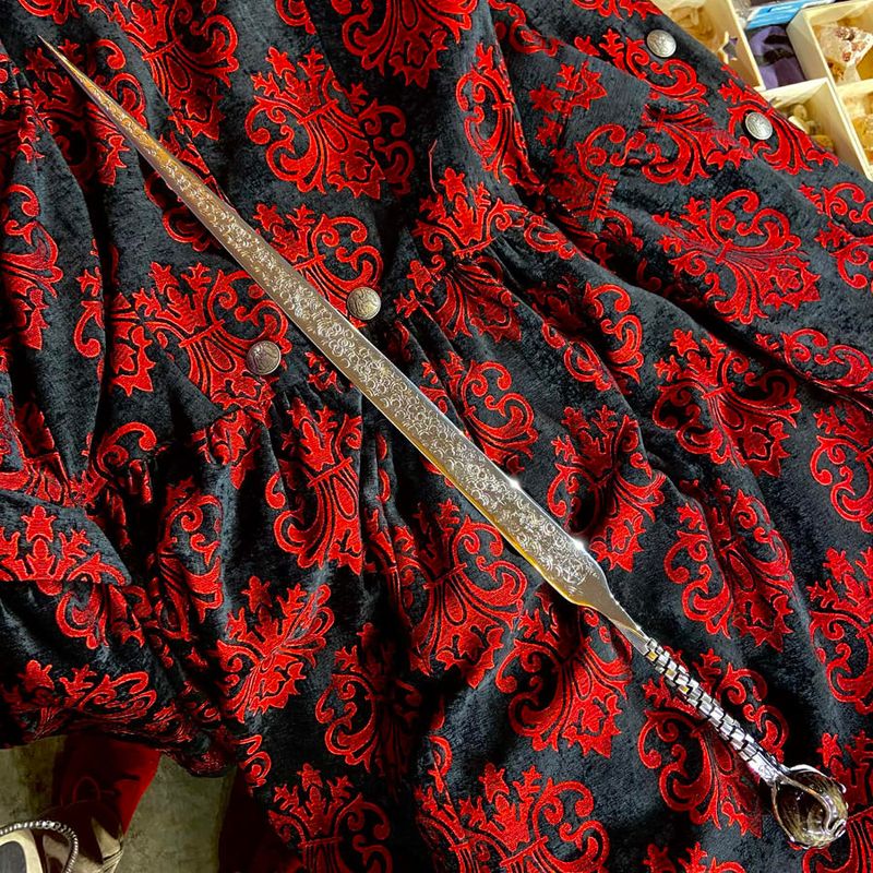 Luna Ignis Witches Sword Pentacle With Black Moonstone