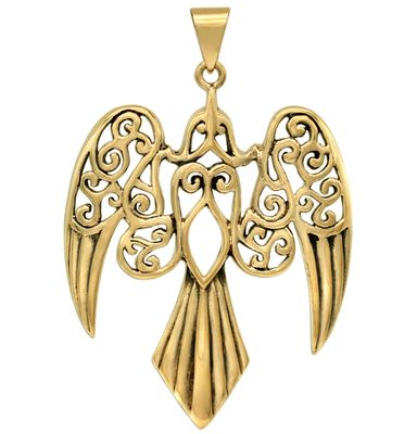 Bronze Large Morrigan Raven Pendant