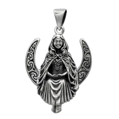 Sterling Silver Seated Moon Goddess Pendant
