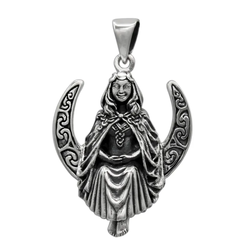 Sterling Silver Seated Moon Goddess Pendant