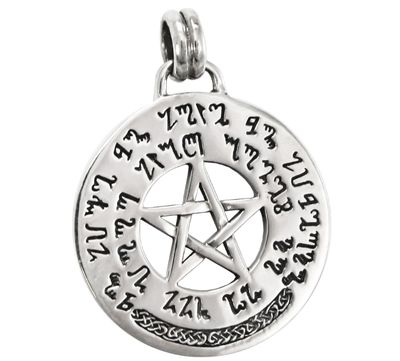 Sterling Silver Pentacle Theban Prosperity Prayer Pendant