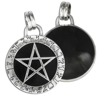 Sterling Silver Theban Scrying Disk Pentacle Pendant