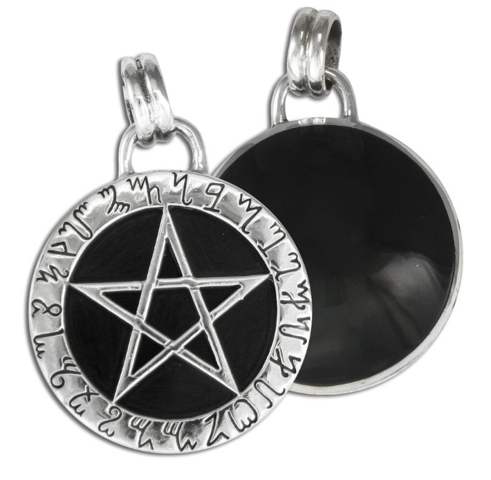 Sterling Silver Theban Scrying Disk Pentacle Pendant