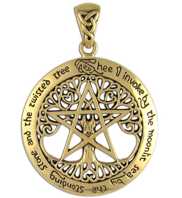 Bronze Extra Large Cut Out Tree Pentacle Pendant