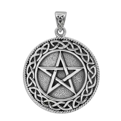 Solid Sterling Silver Celtic Knot Pentacle Pendant
