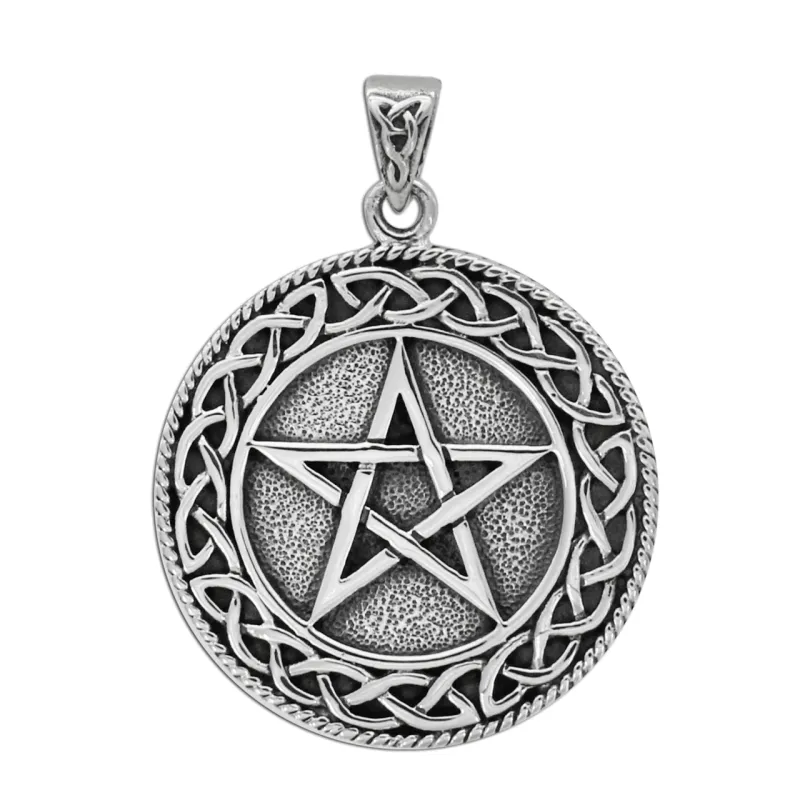 Solid Sterling Silver Celtic Knot Pentacle Pendant