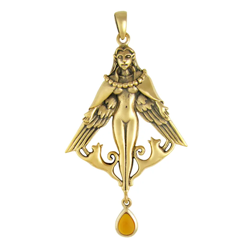 Bronze Freya Pendant with Amber