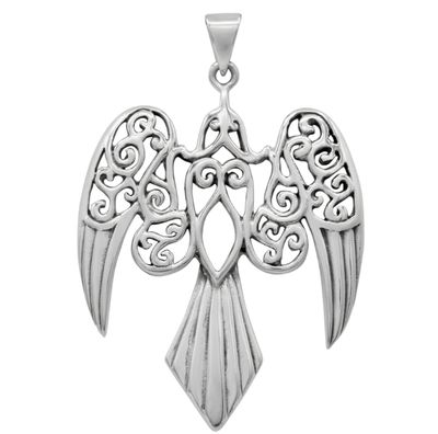 Sterling Silver Large Morrigan Raven Pendant