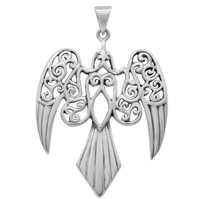 Sterling Silver Large Morrigan Raven Pendant