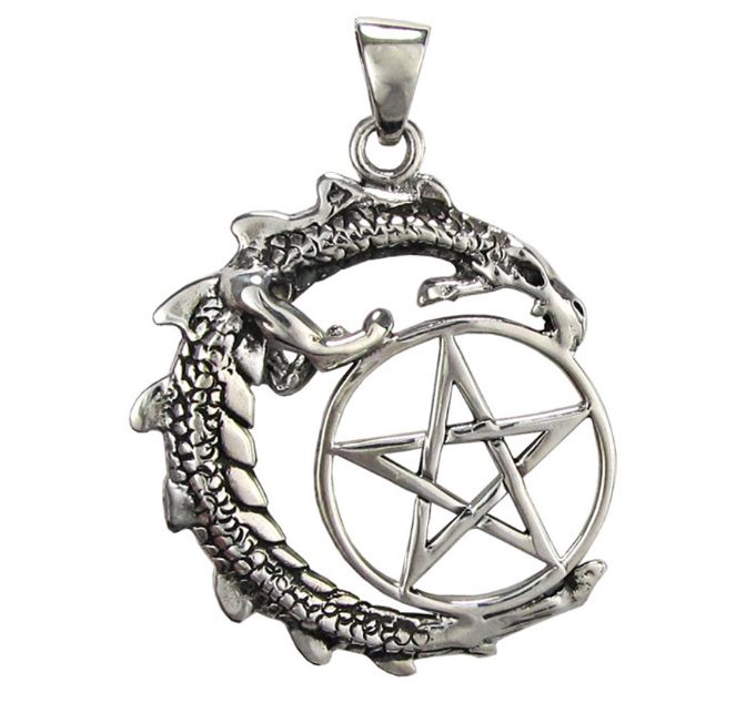 Sterling Silver Dragon Pentacle Pendant