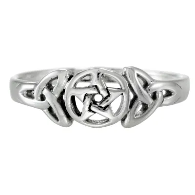 Sterling Silver Celtic Knot Pentacle Triquetra Ring