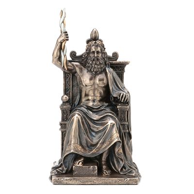 Zeus Holding Thunderbolt Sitting on Throne