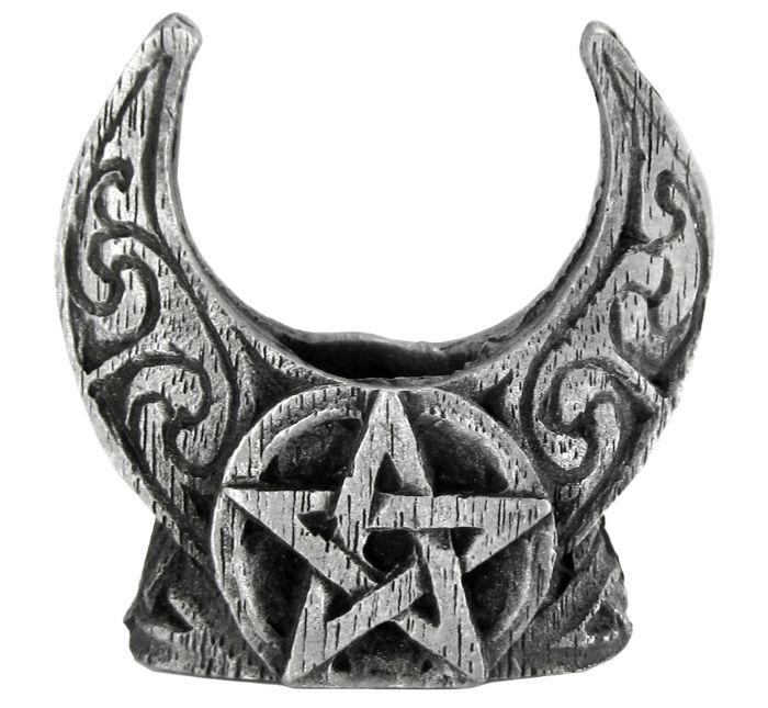 Pewter Mini Crescent Moon Candle Holder