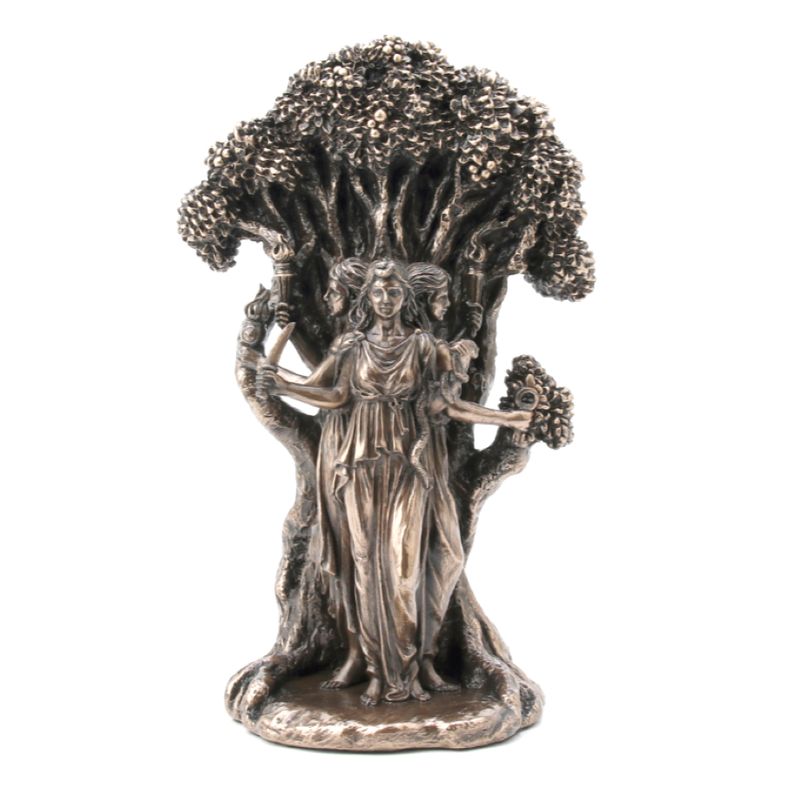 Triple Moon Goddess Hecate with tree 7"