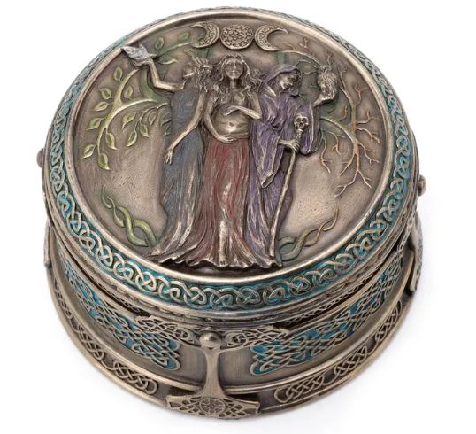 Celtic Triple Goddess Maiden Mother and the Crone Trinket Box