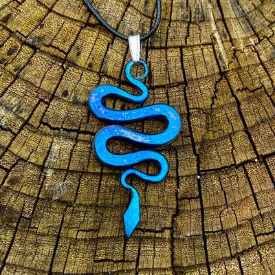 Luna Ignis Colorized Brushed Iron Serpent Amulet Pendant