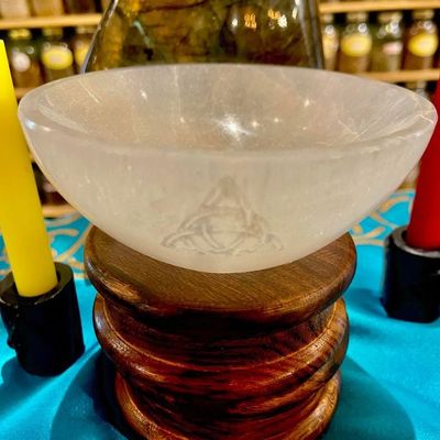 Selenite Offering Bowl 4" Engraved with Triquetra